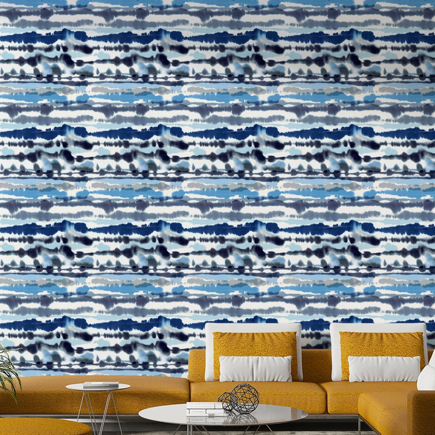 Coastal-inspired blue line wallpaper for walls

