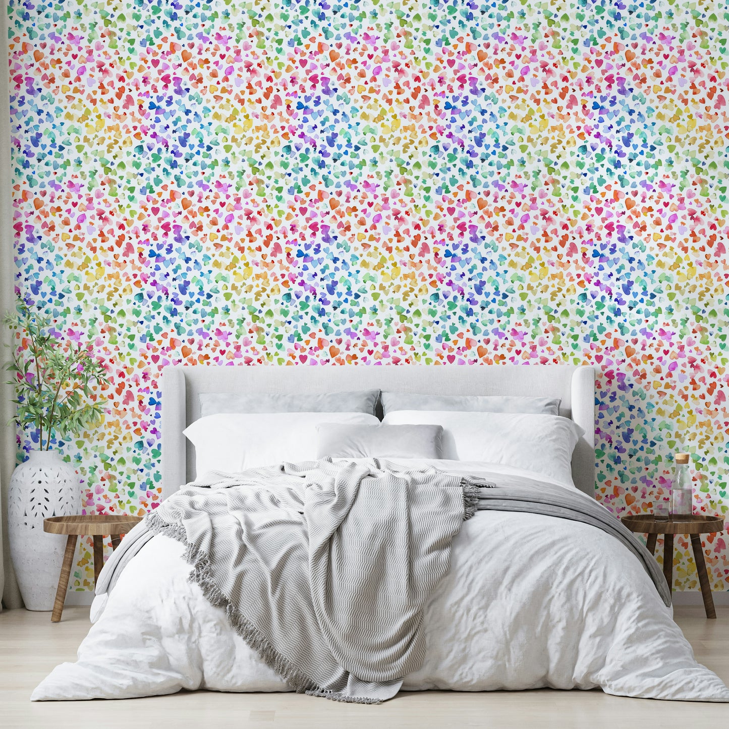 Modern love wallpaper with artistic heart prints

