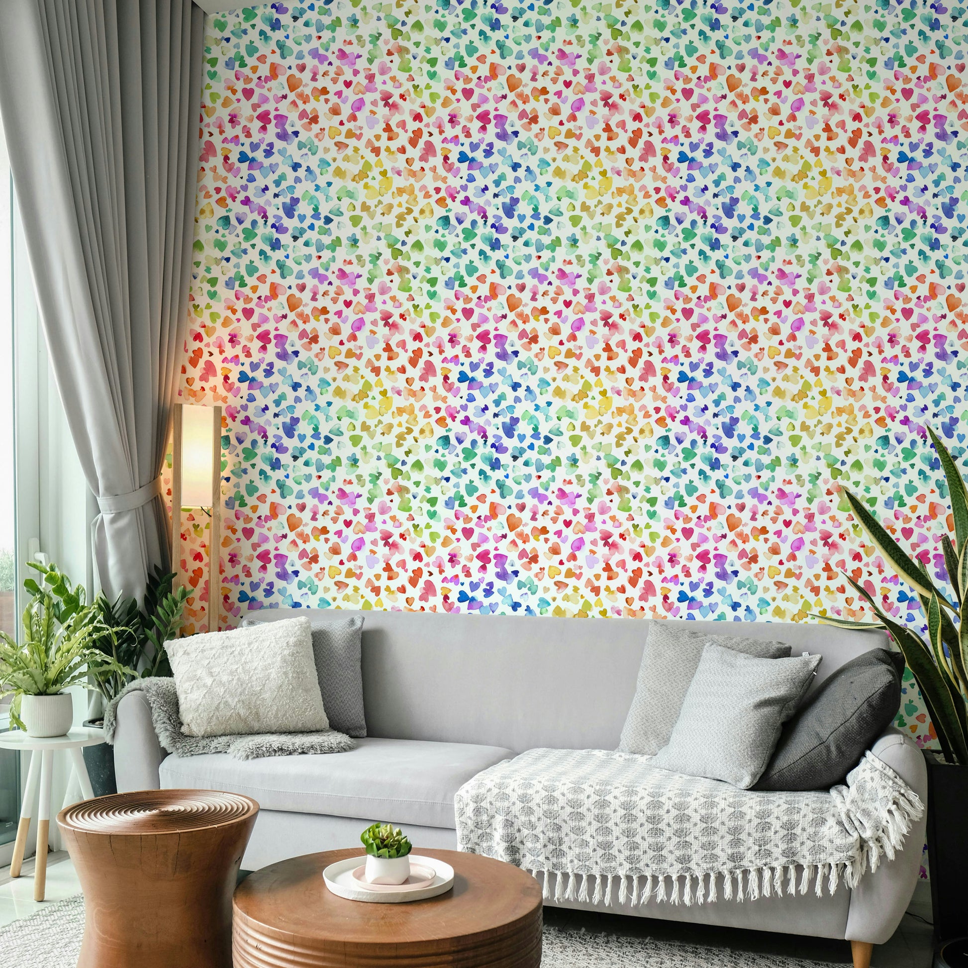 Color splash heart wallpaper for statement walls

