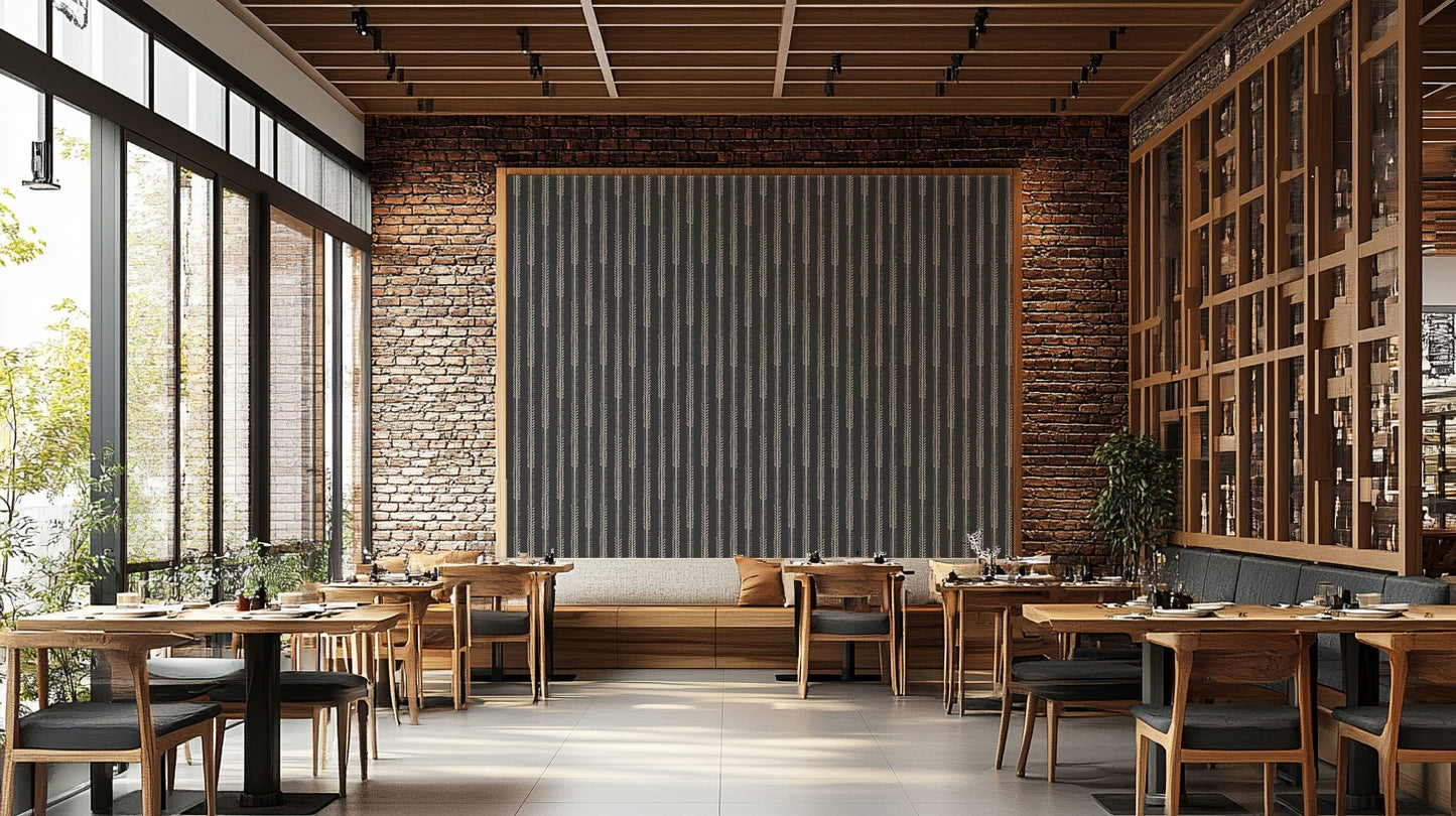 Refined dark wallpaper with subtle stripe detailing

