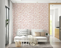 Blooming garden wallpaper with pastel pink roses

