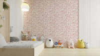 Romantic floral wallpaper in dusty rose tones

