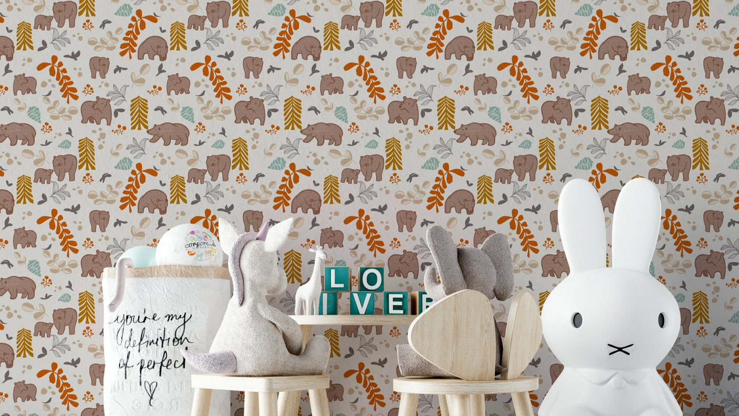 Woodland friends wallpaper with cute forest animals


