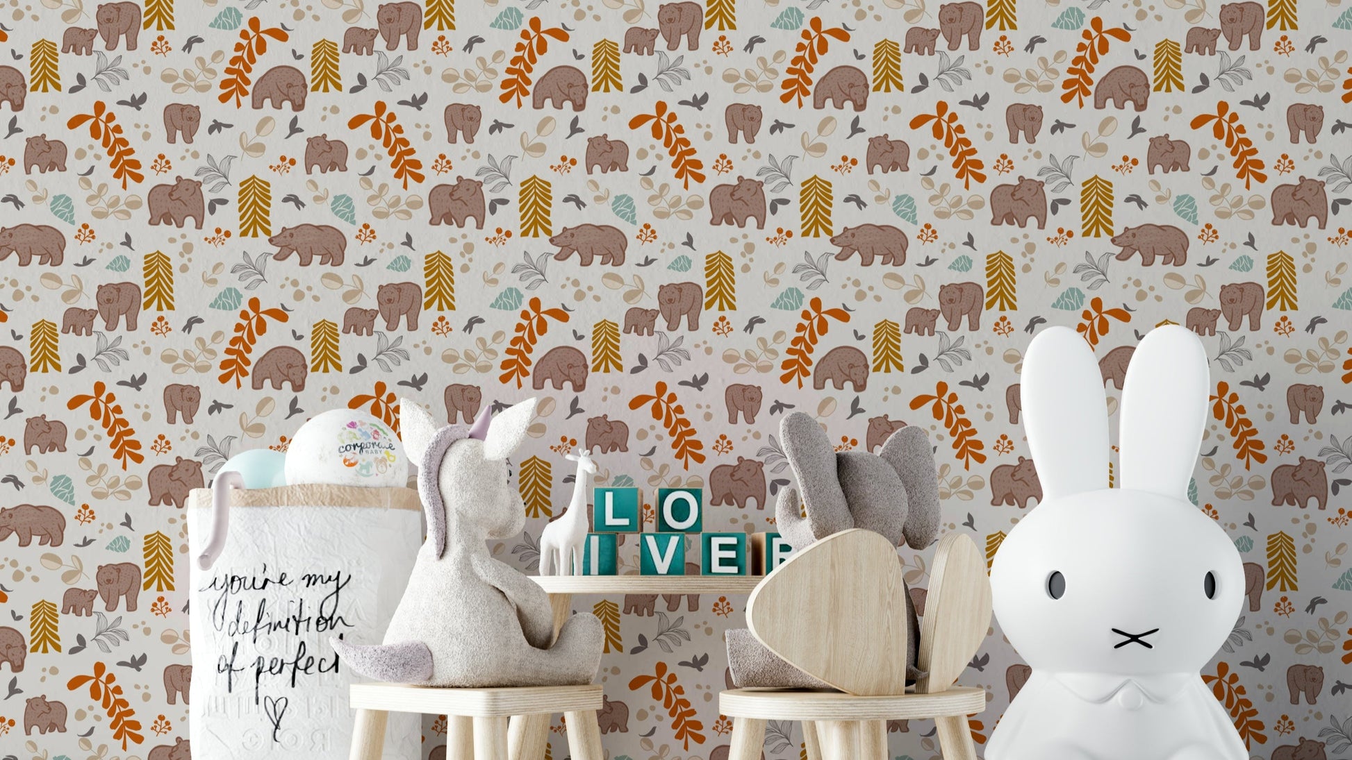 Woodland friends wallpaper with cute forest animals

