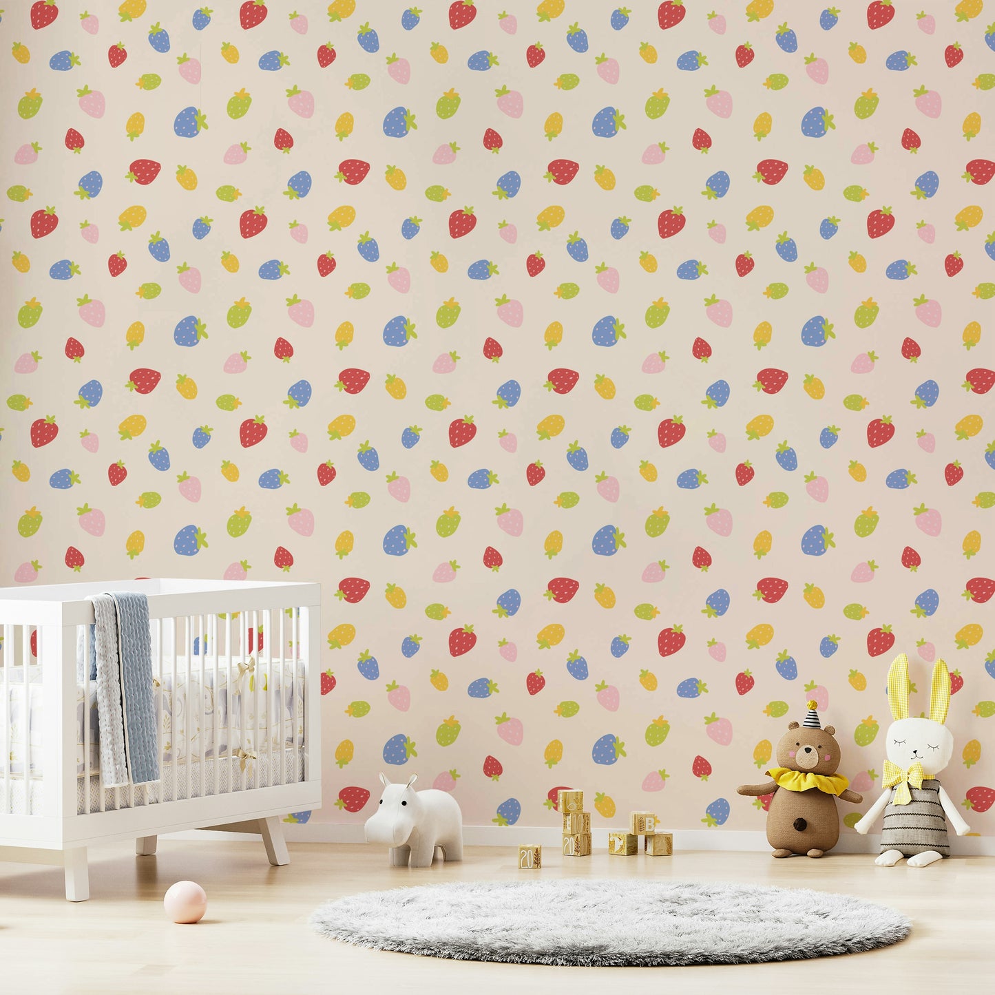 Fresh strawberry wallpaper with green leaves and fruit

