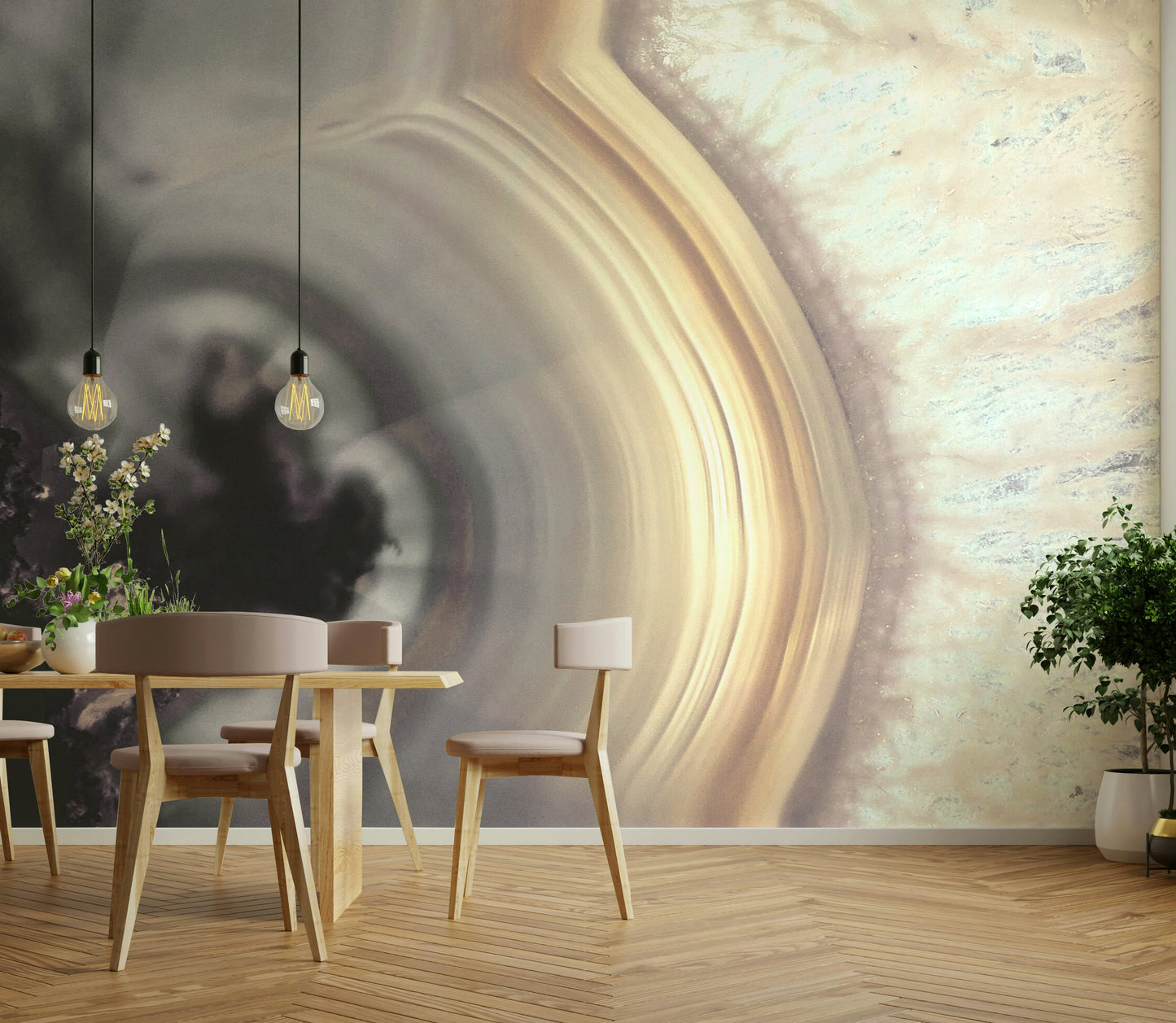 Golden taupe wall mural design

