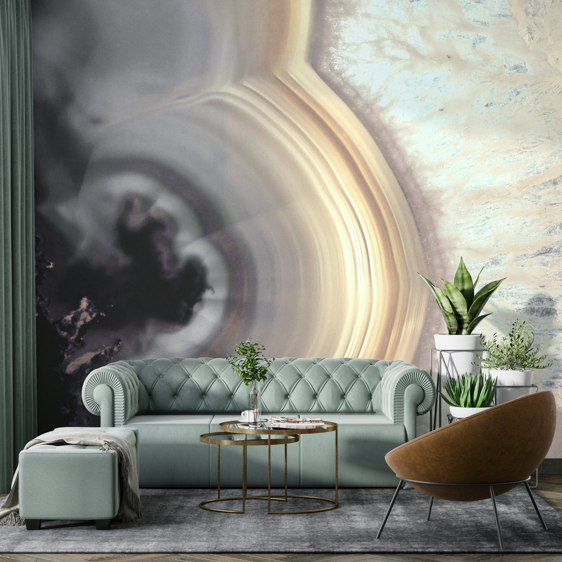 Neutral tone geode mural

