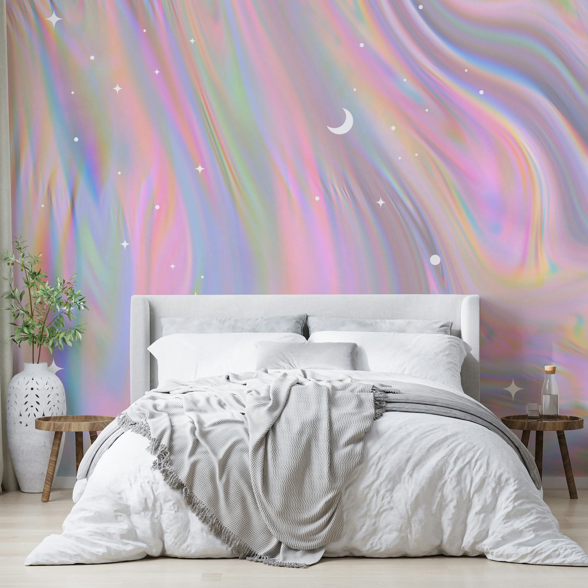Colorful flowing wallpaper design


