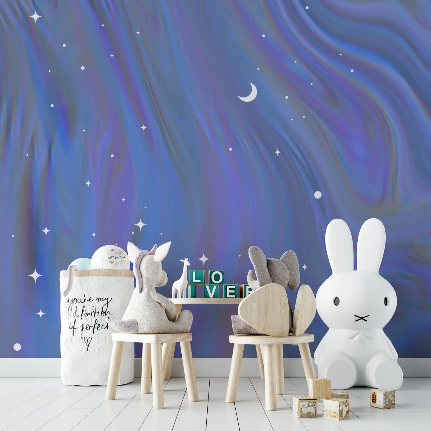 Flowing night sky wall pattern

