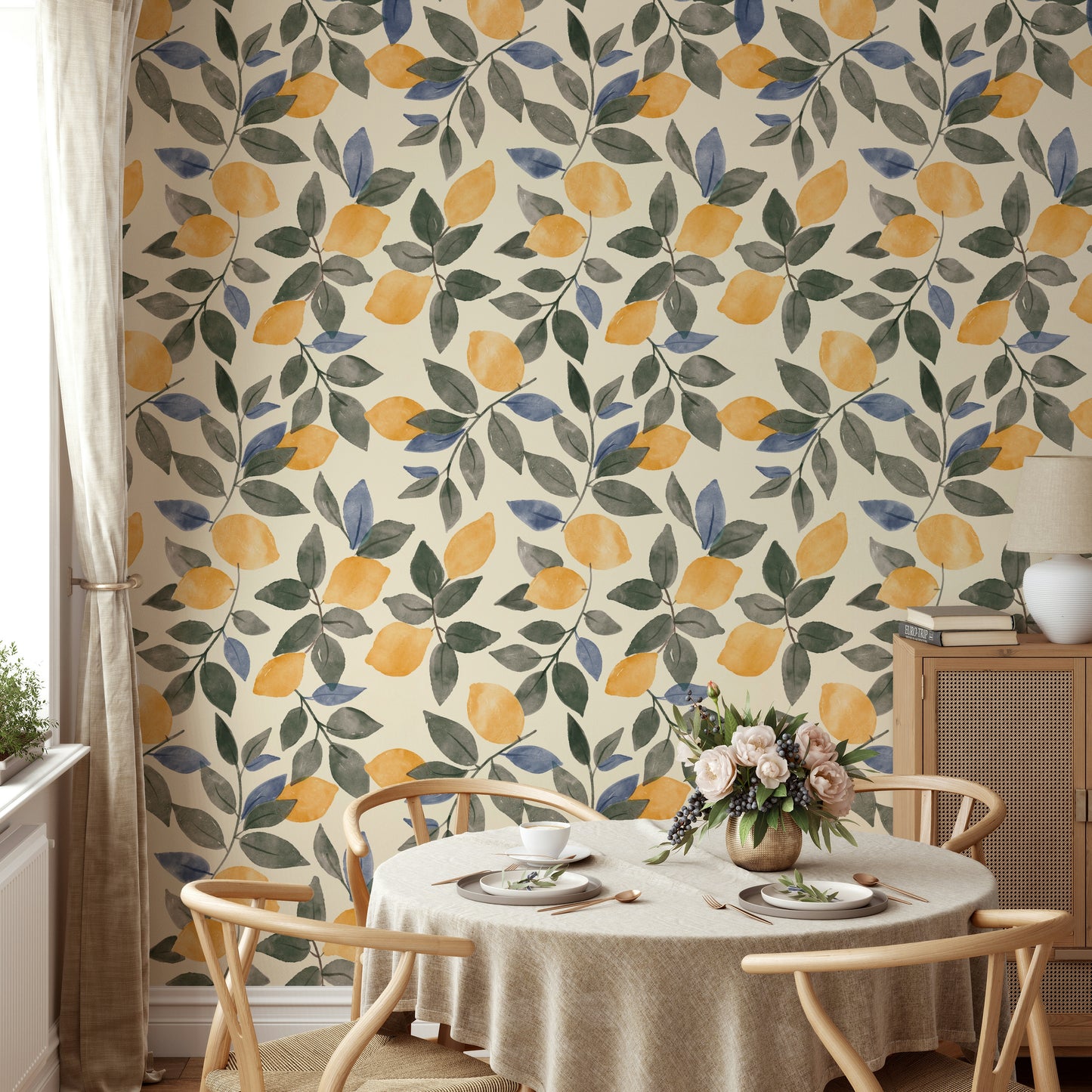 Hand-painted citrus wall design

