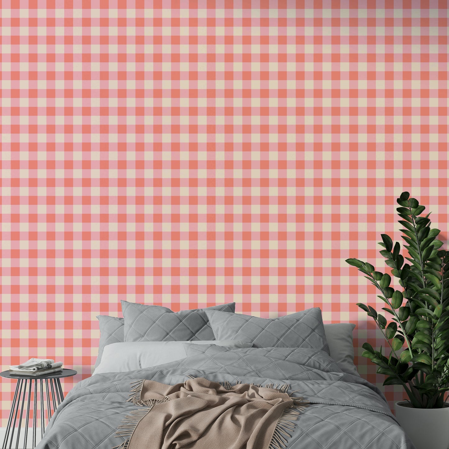 Subtle peach grid wallpaper for cozy spaces

