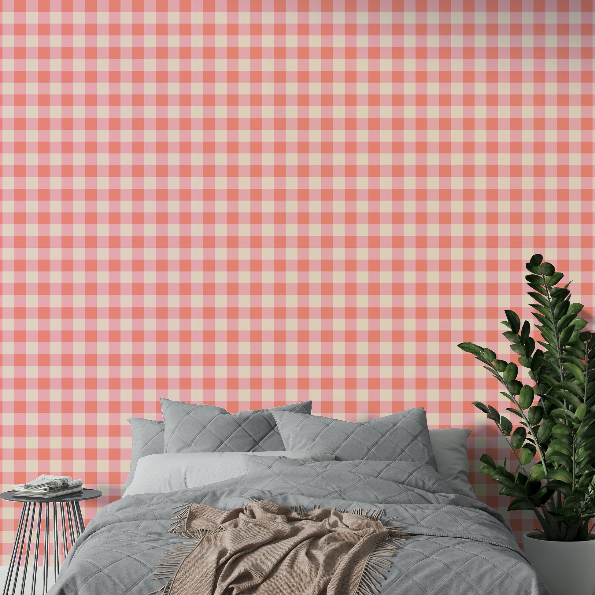 Subtle peach grid wallpaper for cozy spaces

