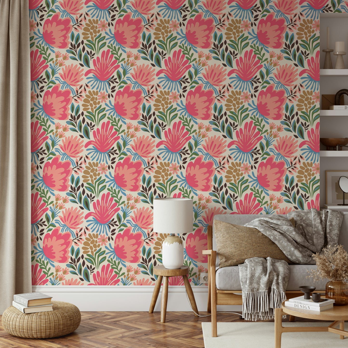 Hand-drawn floral wallpaper

