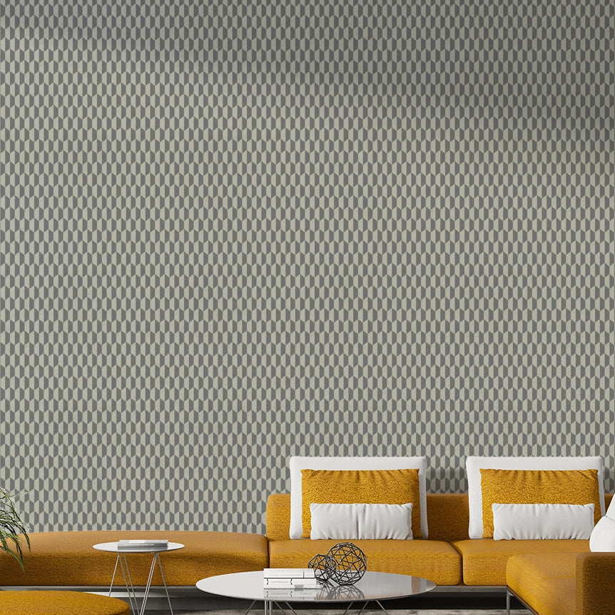 Textured hexagon wall mural in neutral grey


