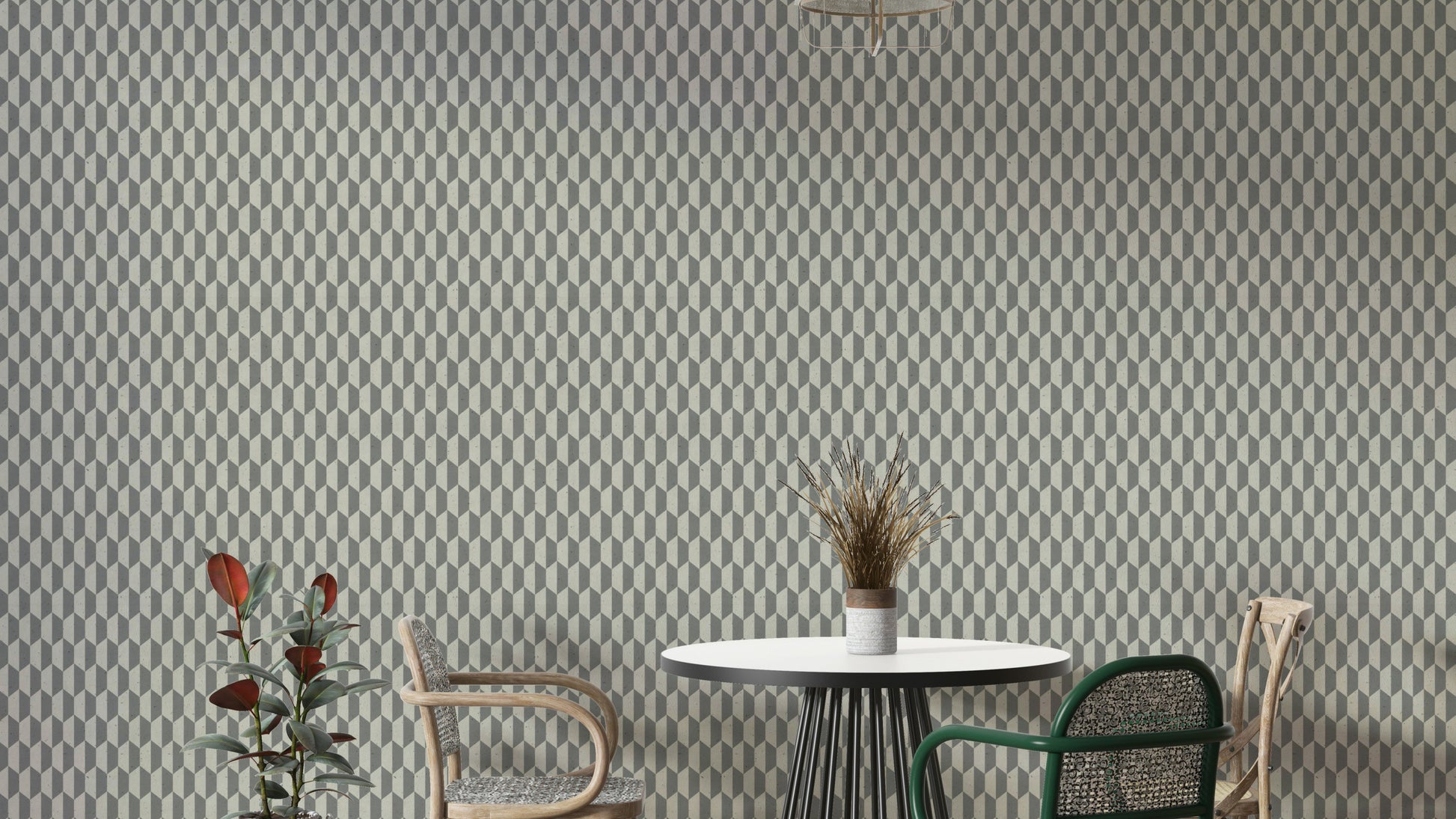 Grey hexagon illusion wallpaper with 3D effect

