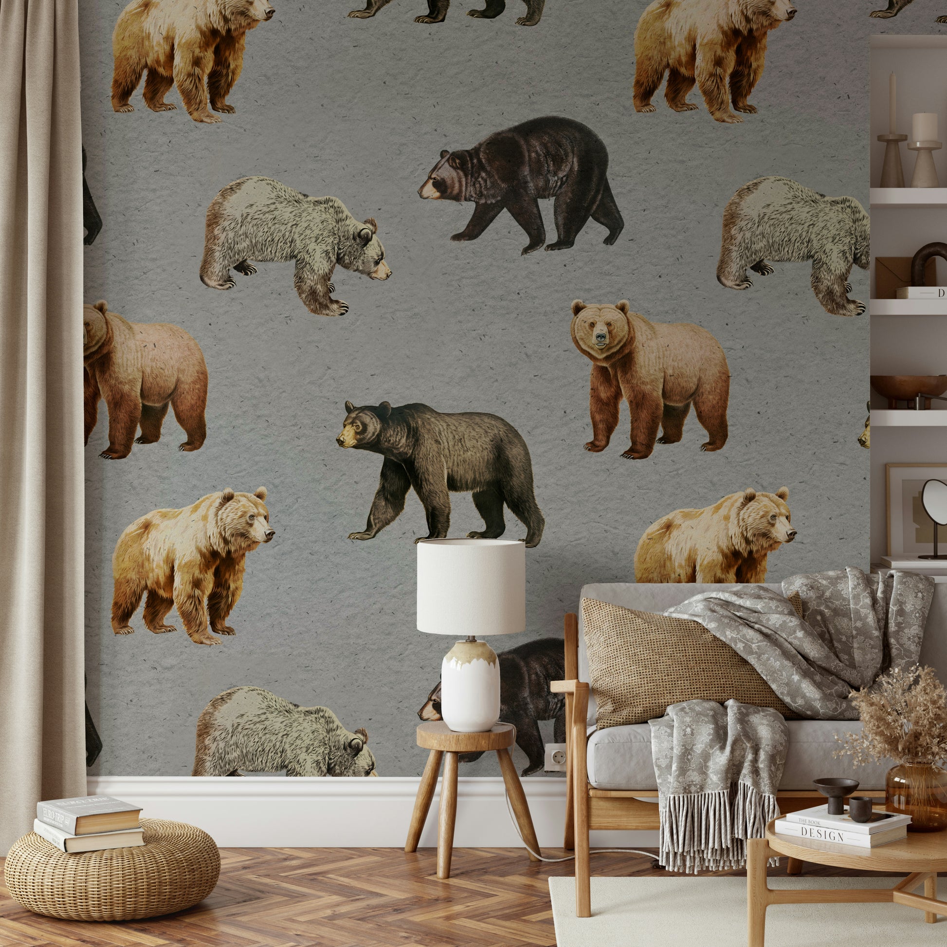Bear illustration wallpaper for walls

