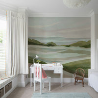 Whispering hills wallpaper with vibrant greenery

