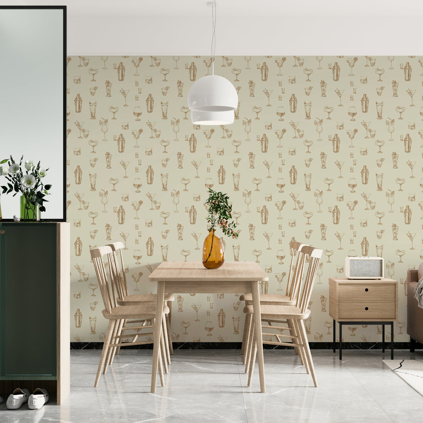 Nostalgic cocktail wallpaper for stylish interiors

