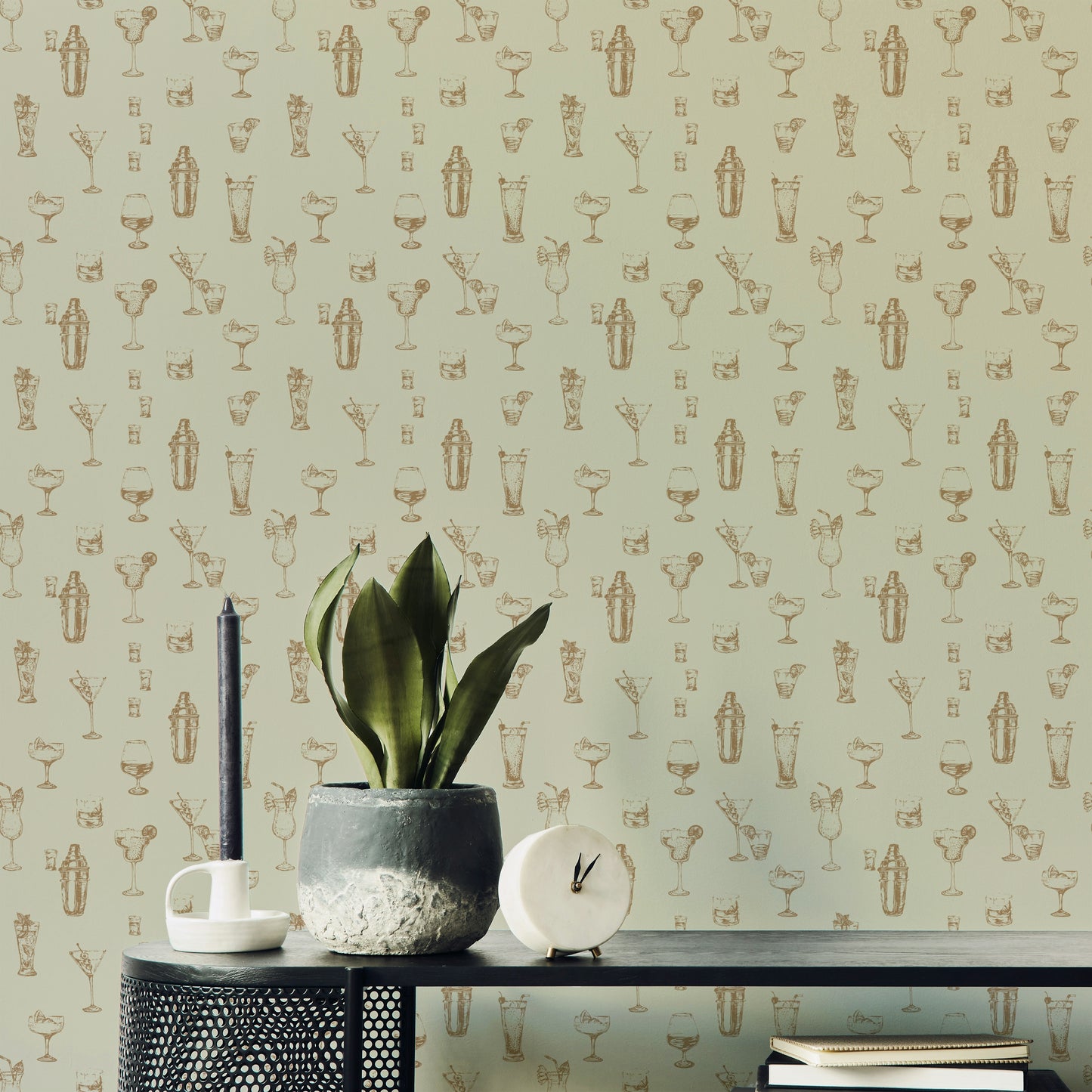 Vintage cocktails wallpaper for home bars and kitchens

