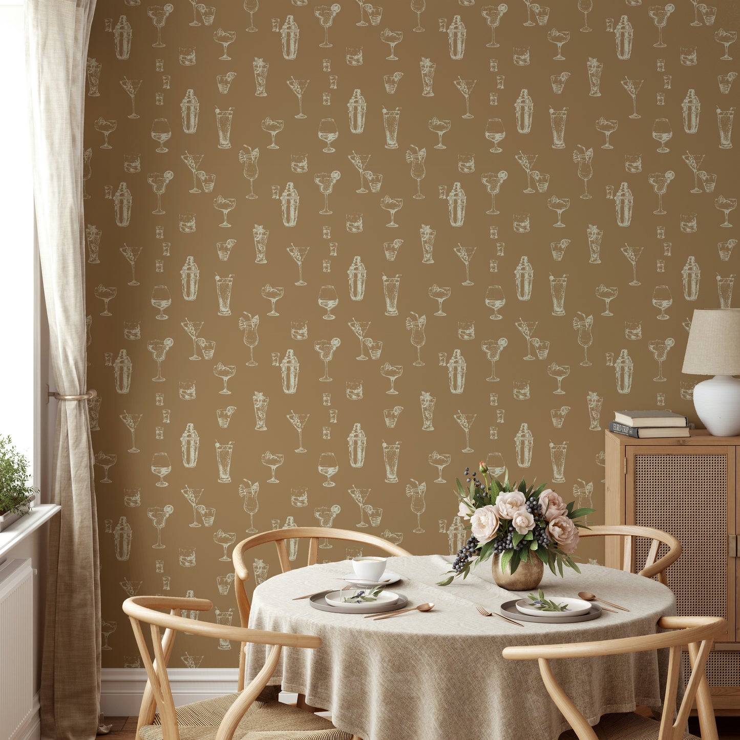 Chic cocktail wallpaper for home bars and lounges

