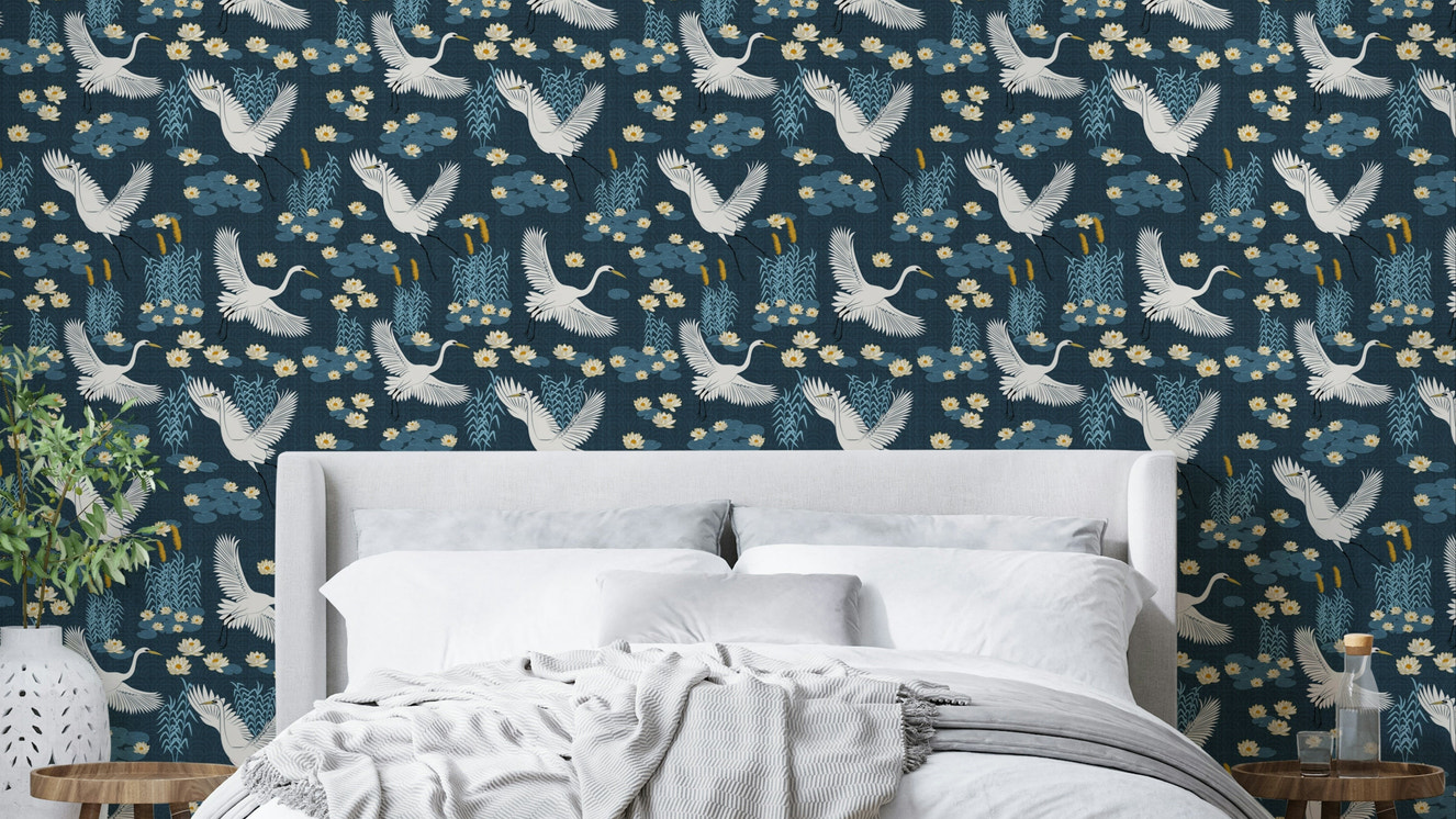 Coastal bird design with blue background

