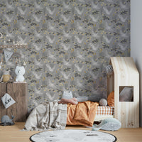 Coastal-inspired wallpaper with herons