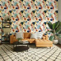 Textured mineral abstract wallpaper with organic shapes

