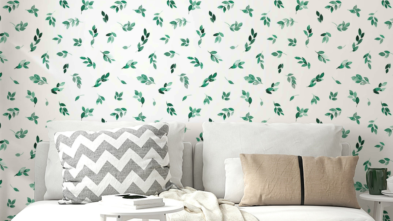 Minimal eucalyptus leaf wallpaper in green

