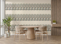 Purple toned mountain and tree wallpaper design

