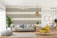 Calm purple mountain trees wallpaper for home decor

