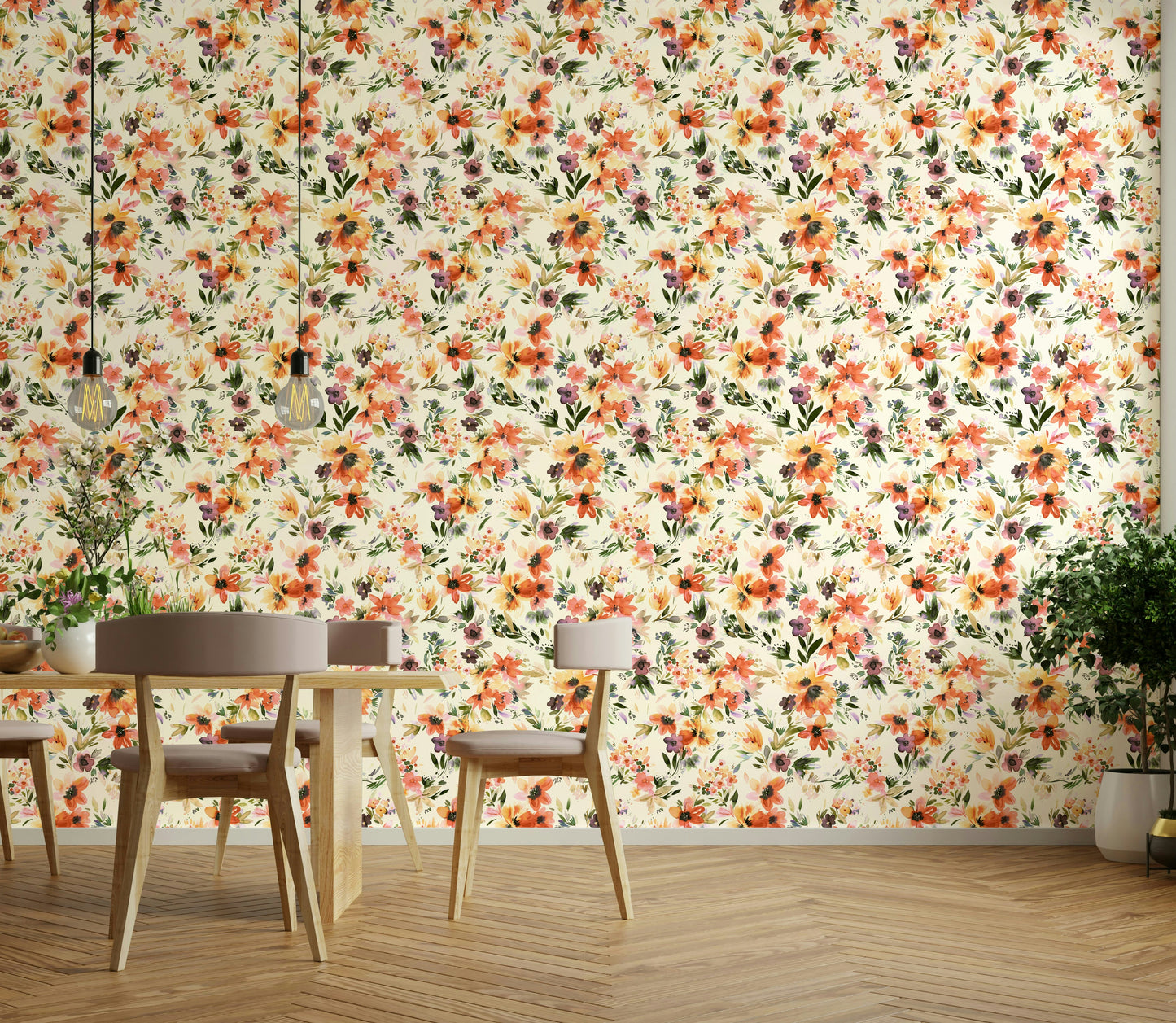 Tropical flower wallpaper with detailed exotic blooms

