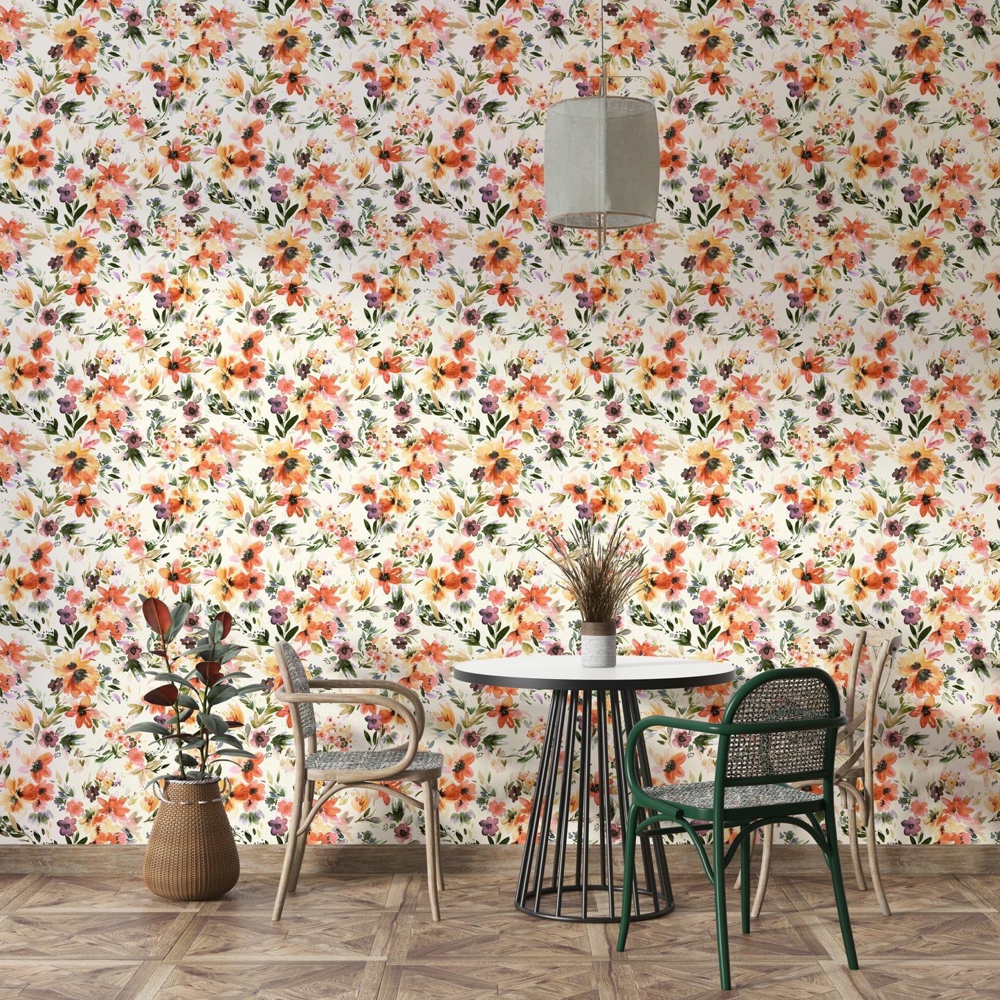 Colorful tropical floral wallpaper for vibrant walls

