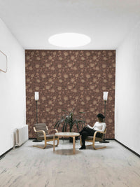 Stylish earthy brown wallpaper for living room walls

