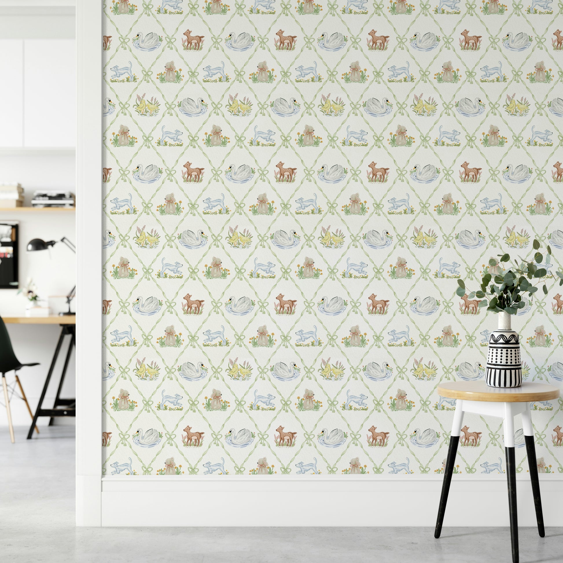 Vibrant Animal Paradise wallpaper by Ribbon & Bow on wall

