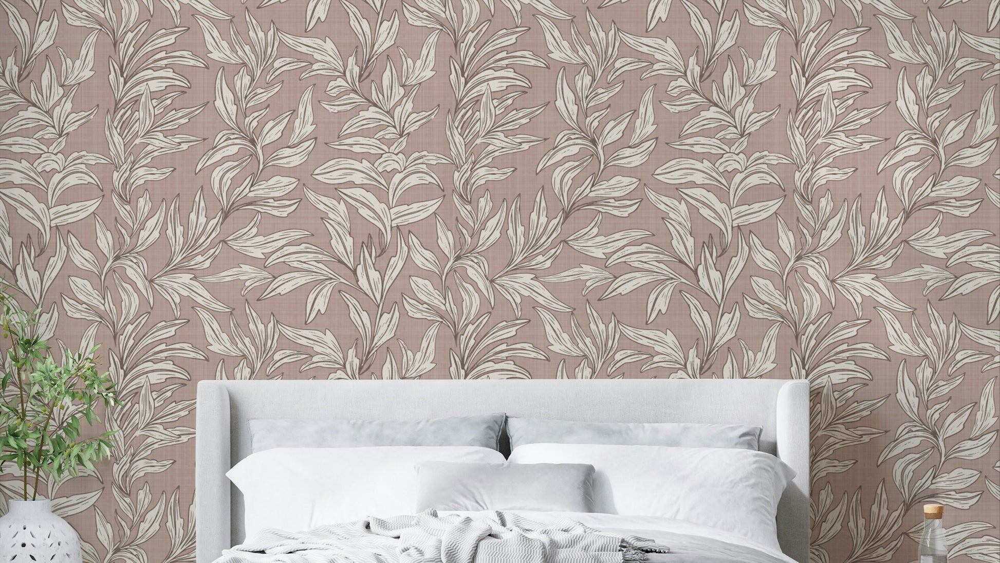 Gentle green leaves wallpaper for calm spaces

