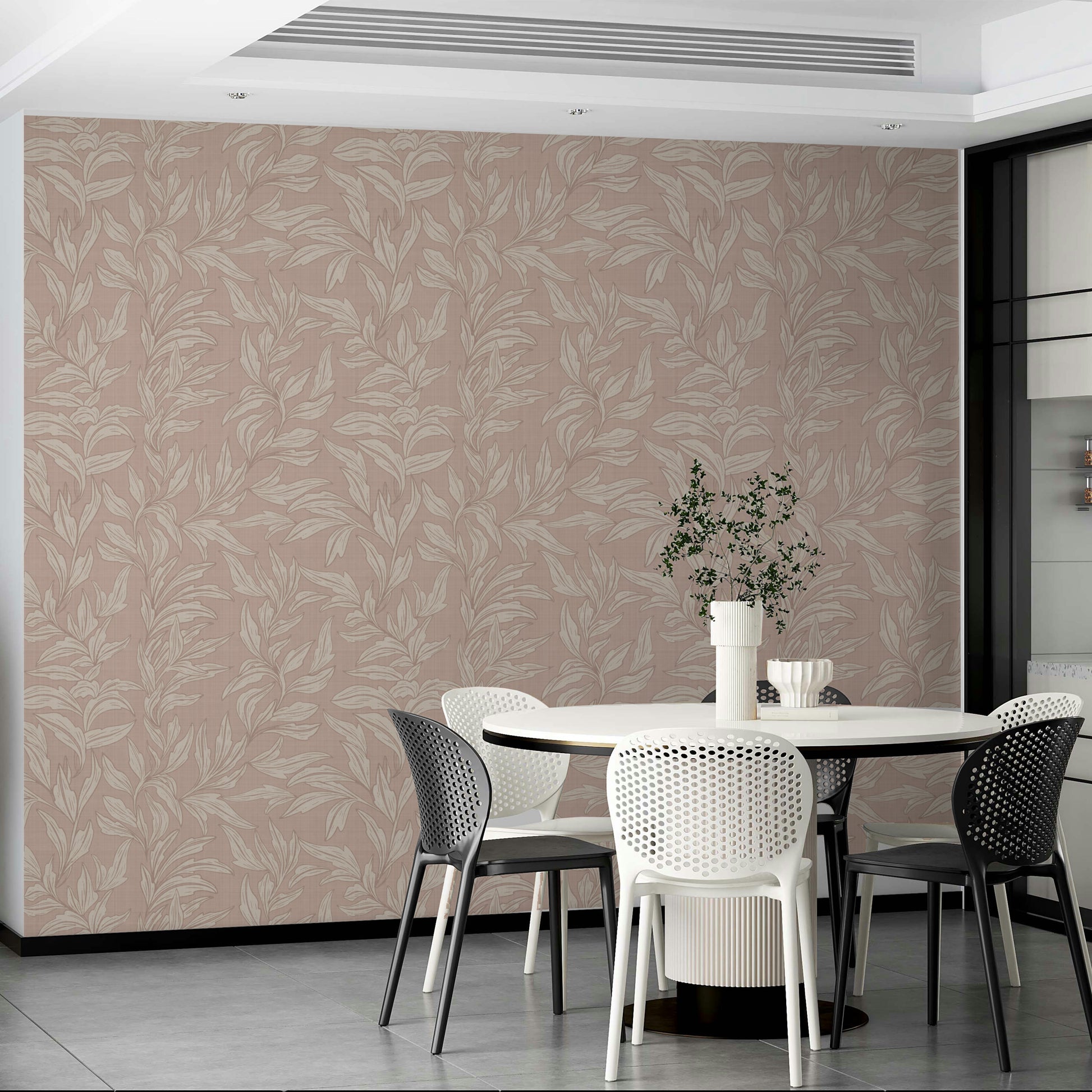 Subtle linen wallpaper with nature details

