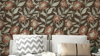 Nature-inspired wallpaper in warm clay shades

