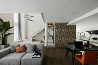 Floral trail wallpaper with earthy tones

