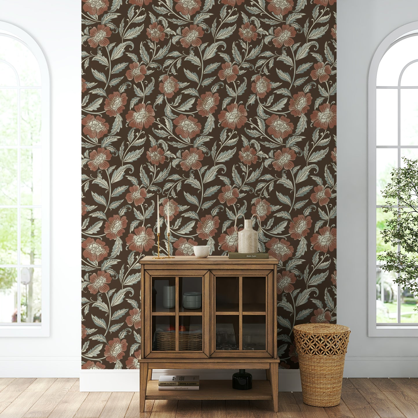 Terracotta bloom pattern for stylish walls

