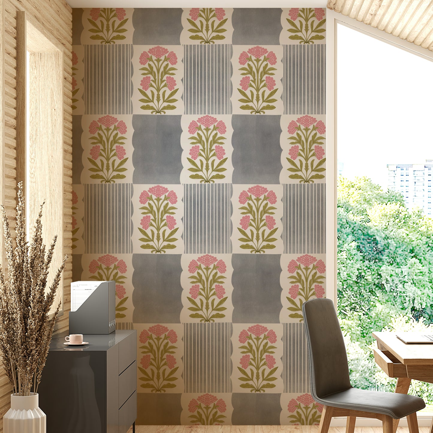 Greyed rose stripes wallpaper with soft lines

