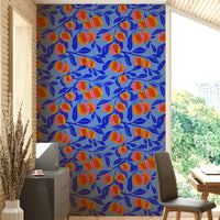 Nature-inspired wallpaper with citrus pattern

