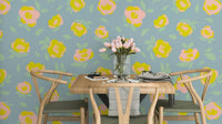 Light flower wallpaper in pastel shades


