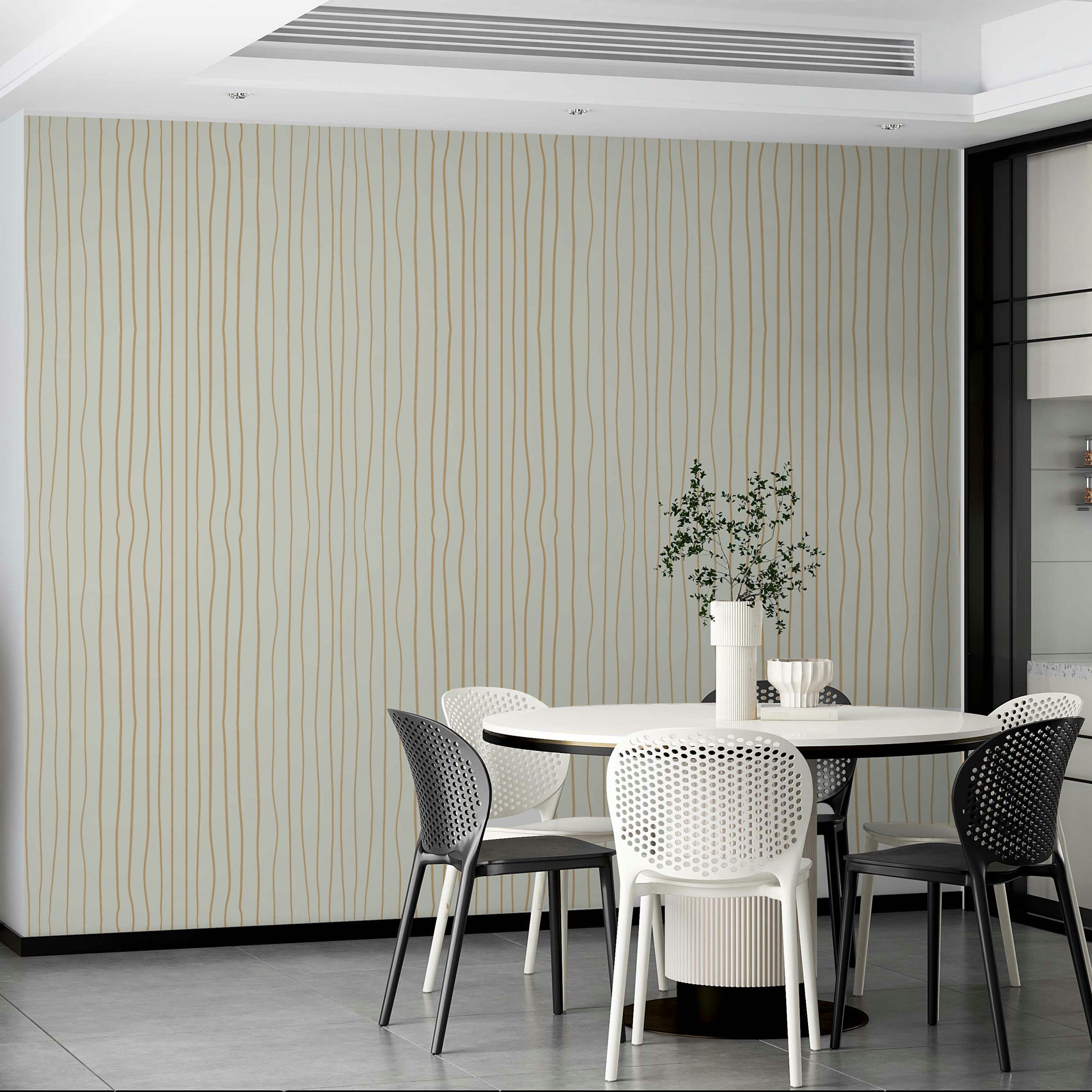 Simple striped wall design in muted colors

