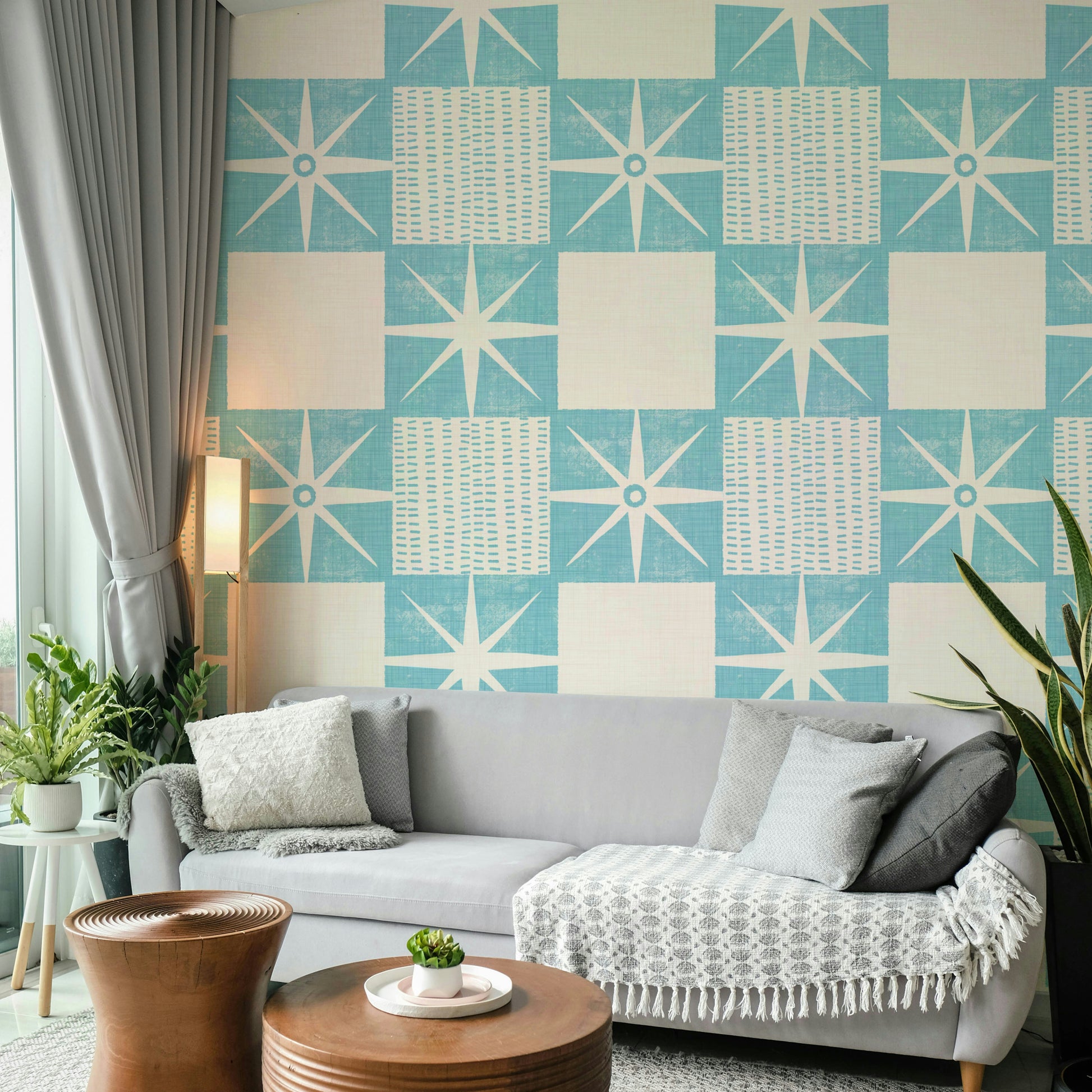 Minimalist mid-century starburst pattern wallpaper

