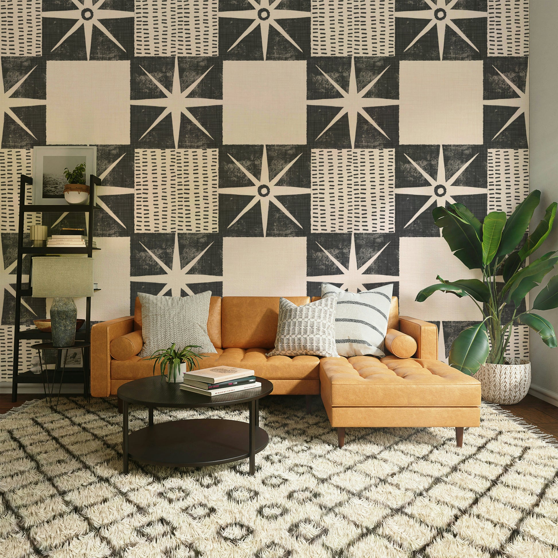 Mid-century inspired starburst wallpaper design

