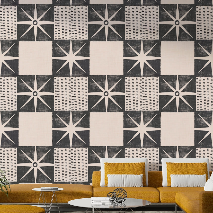 Minimalist charcoal starburst wallpaper texture

