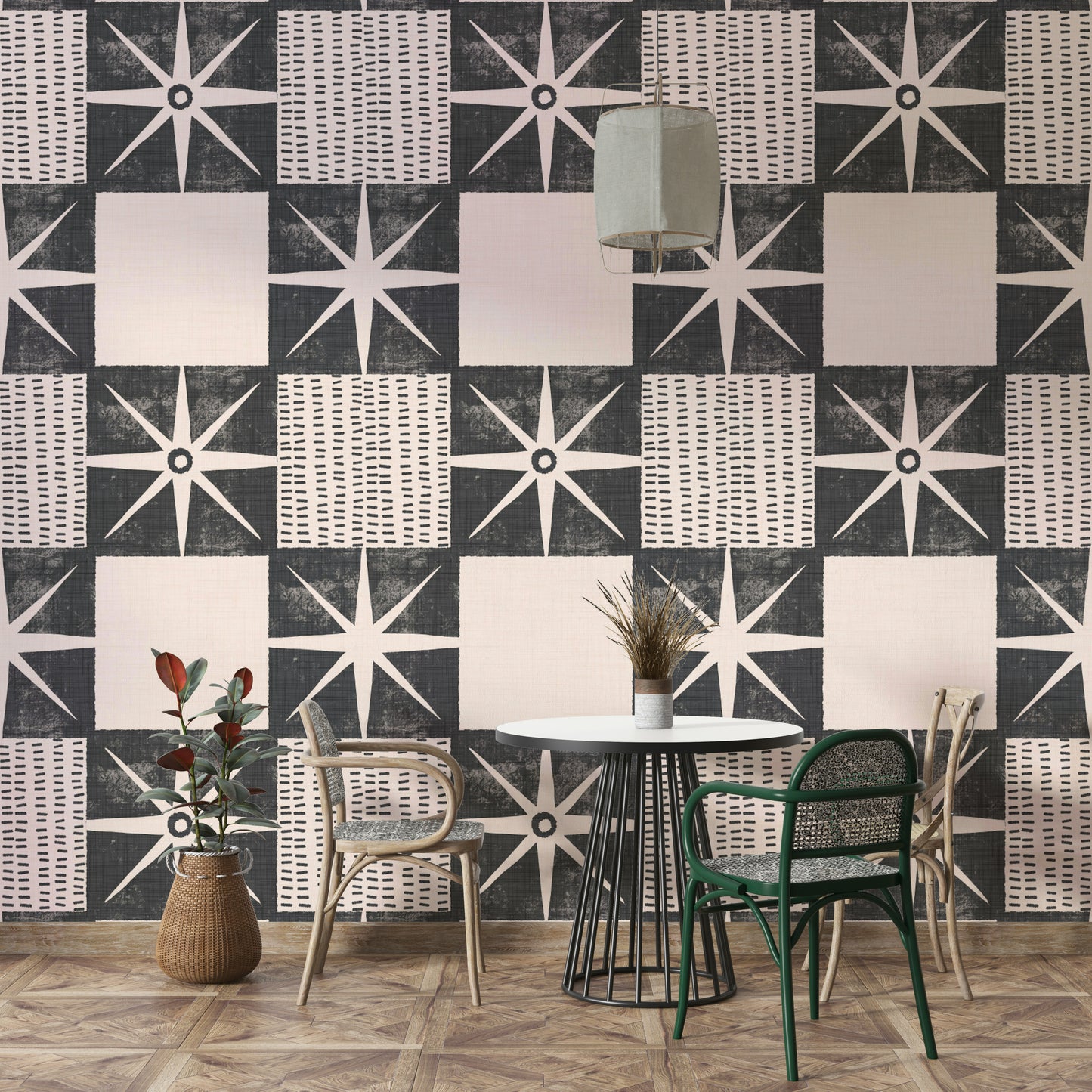 Charcoal mid-century starburst wall decor

