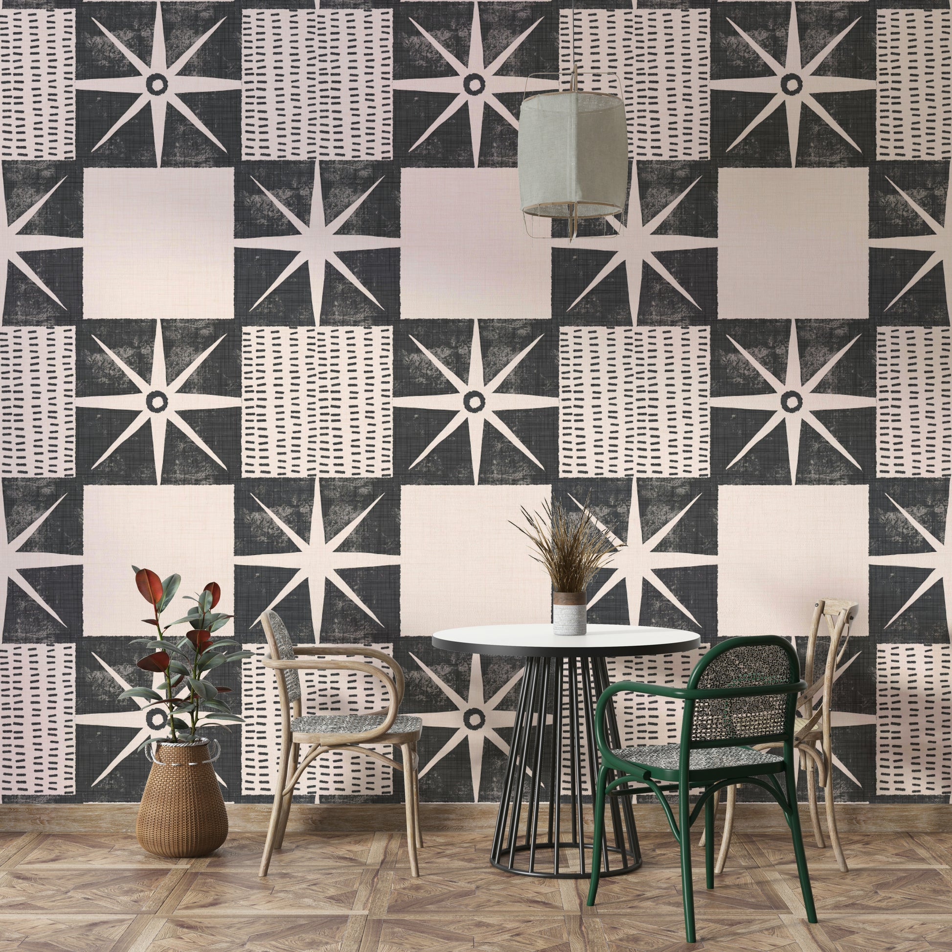 Charcoal mid-century starburst wall decor

