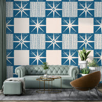 Mid-century modern starburst pattern in indigo shade

