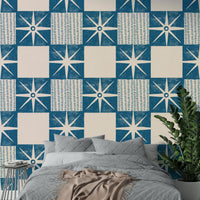 Minimalist mid-century starburst wallpaper design

